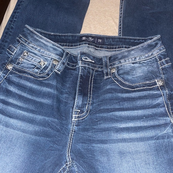 Miss Me jeans size 31 horseshoe feather mid rise boot - Picture 3 of 9